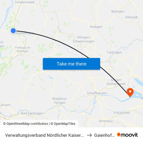 Verwaltungsverband Nördlicher Kaiserstuhl to Gaienhofen map