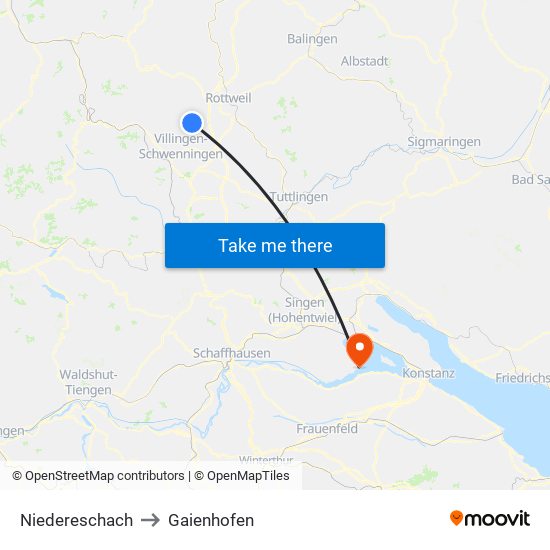 Niedereschach to Gaienhofen map