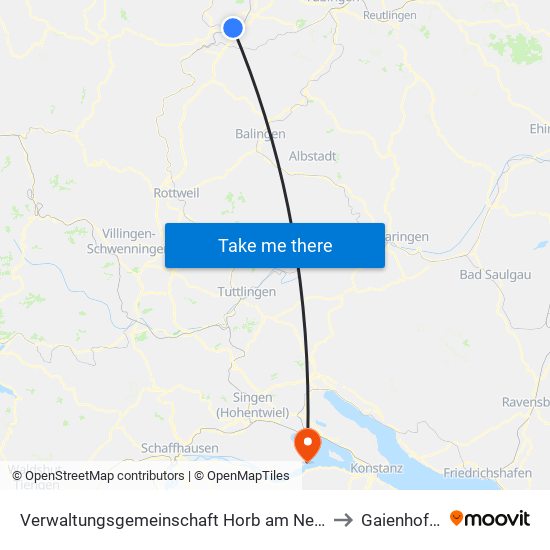 Verwaltungsgemeinschaft Horb am Neckar to Gaienhofen map