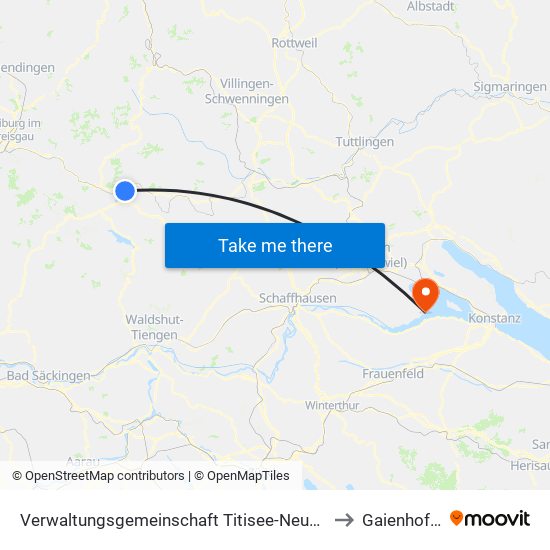 Verwaltungsgemeinschaft Titisee-Neustadt to Gaienhofen map