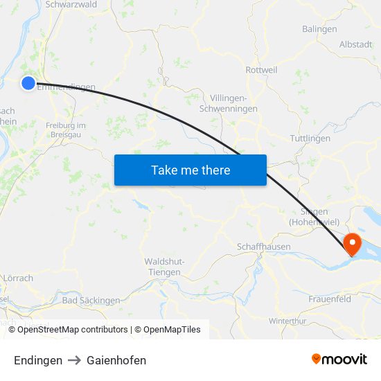 Endingen to Gaienhofen map