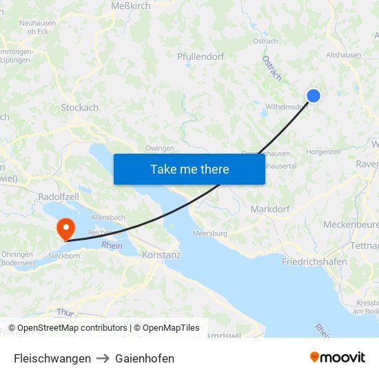 Fleischwangen to Gaienhofen map