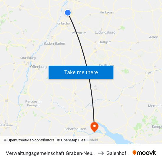 Verwaltungsgemeinschaft Graben-Neudorf to Gaienhofen map