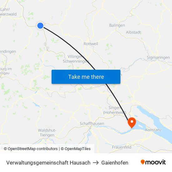Verwaltungsgemeinschaft Hausach to Gaienhofen map