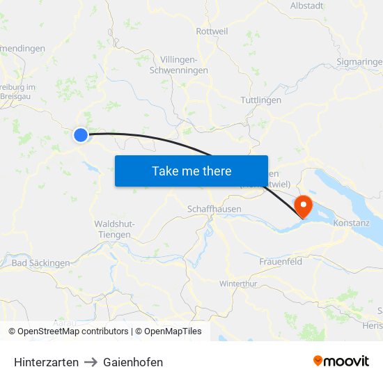 Hinterzarten to Gaienhofen map