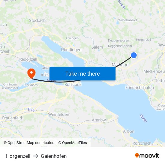 Horgenzell to Gaienhofen map