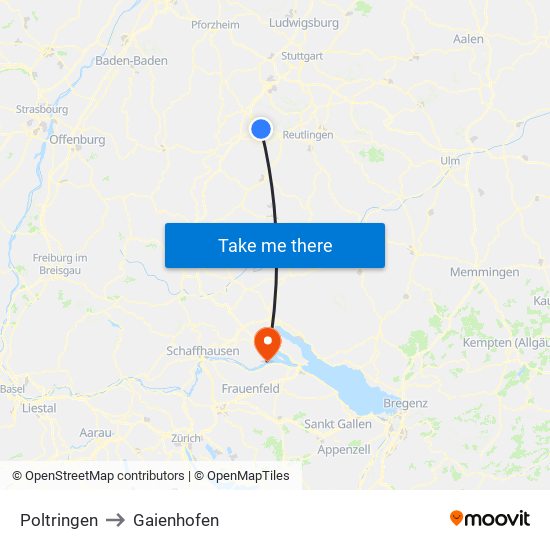Poltringen to Gaienhofen map