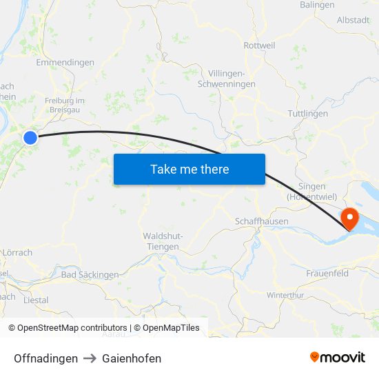 Offnadingen to Gaienhofen map