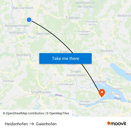 Heidenhofen to Gaienhofen map