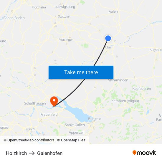 Holzkirch to Gaienhofen map