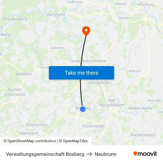 Verwaltungsgemeinschaft Boxberg to Neubrunn map