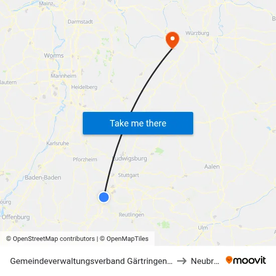 Gemeindeverwaltungsverband Gärtringen/Ehningen to Neubrunn map