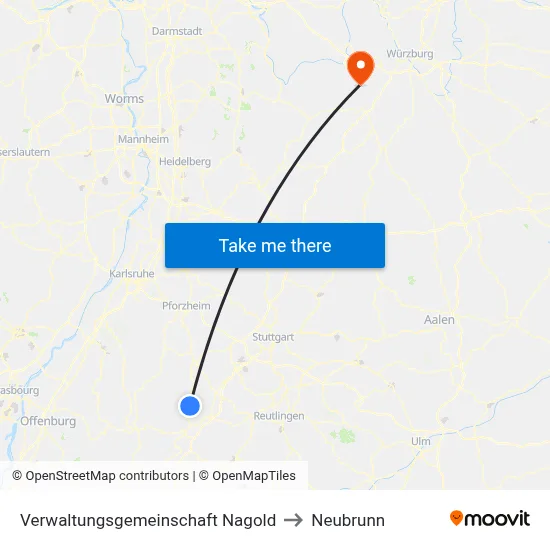 Verwaltungsgemeinschaft Nagold to Neubrunn map