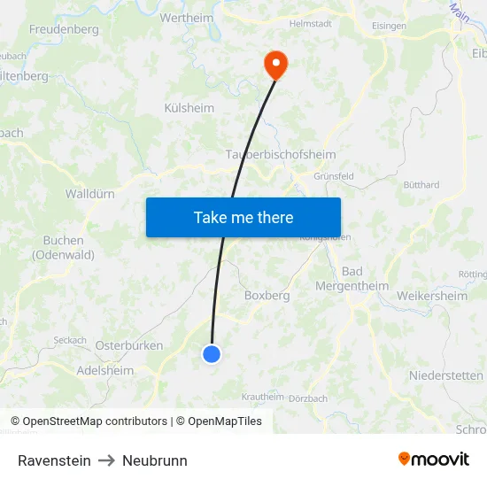 Ravenstein to Neubrunn map