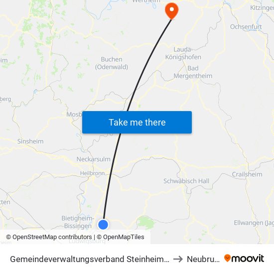 Gemeindeverwaltungsverband Steinheim-Murr to Neubrunn map