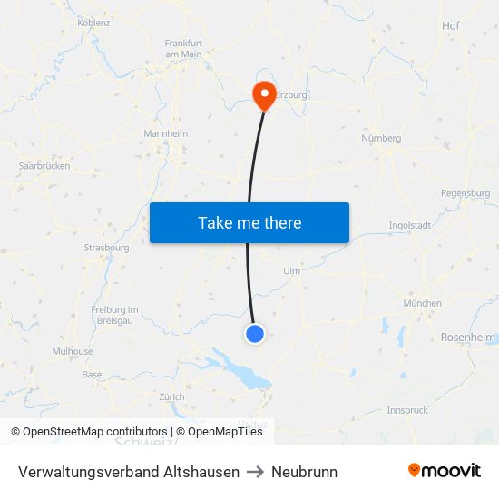 Verwaltungsverband Altshausen to Neubrunn map