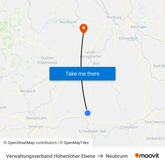 Verwaltungsverband Hohenloher Ebene to Neubrunn map