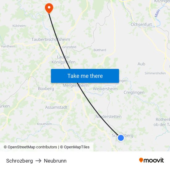 Schrozberg to Neubrunn map