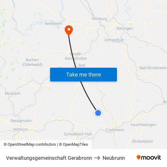 Verwaltungsgemeinschaft Gerabronn to Neubrunn map