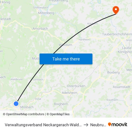Verwaltungsverband Neckargerach-Waldbrunn to Neubrunn map