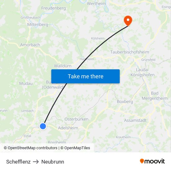 Schefflenz to Neubrunn map