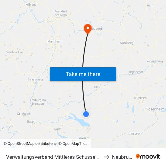 Verwaltungsverband Mittleres Schussental to Neubrunn map