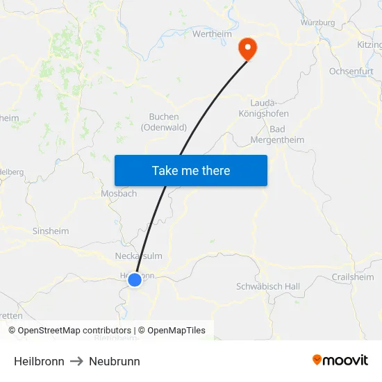 Heilbronn to Neubrunn map