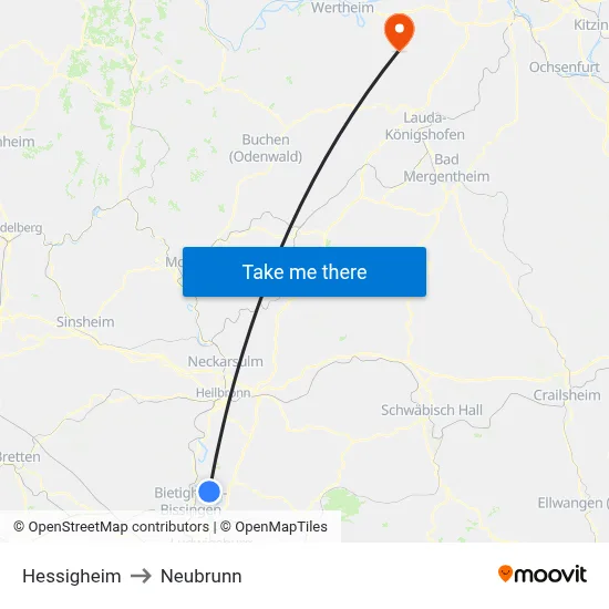 Hessigheim to Neubrunn map