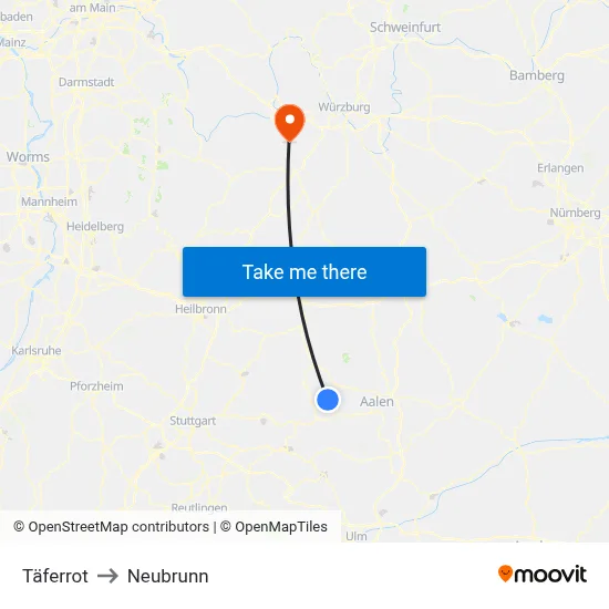 Täferrot to Neubrunn map