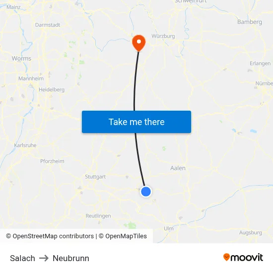 Salach to Neubrunn map