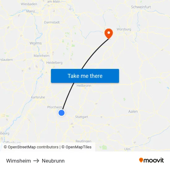 Wimsheim to Neubrunn map