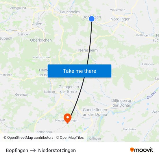 Bopfingen to Niederstotzingen map