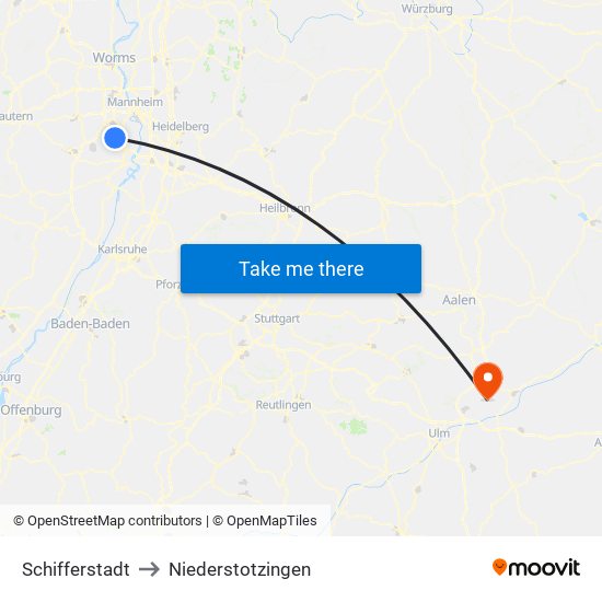 Schifferstadt to Niederstotzingen map