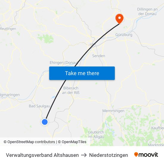 Verwaltungsverband Altshausen to Niederstotzingen map