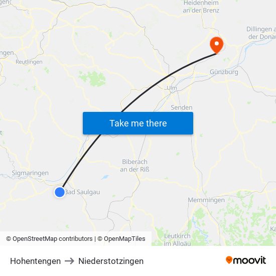 Hohentengen to Niederstotzingen map