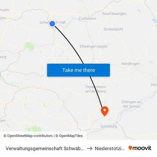 Verwaltungsgemeinschaft Schwäbisch Hall to Niederstotzingen map