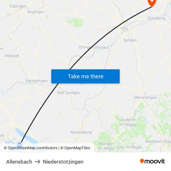 Allensbach to Niederstotzingen map