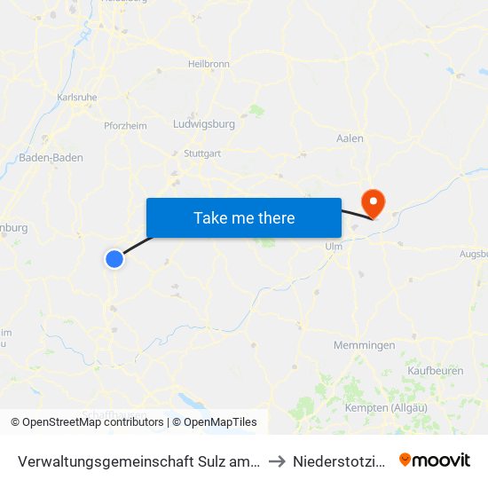 Verwaltungsgemeinschaft Sulz am Neckar to Niederstotzingen map