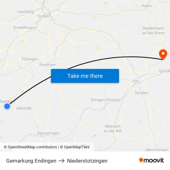 Gemarkung Endingen to Niederstotzingen map