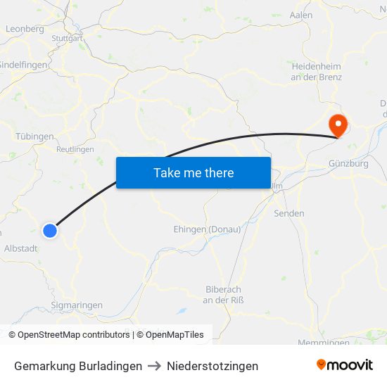 Gemarkung Burladingen to Niederstotzingen map