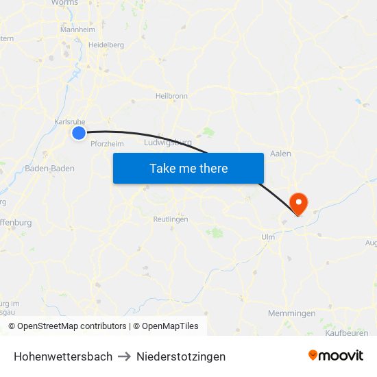 Hohenwettersbach to Niederstotzingen map