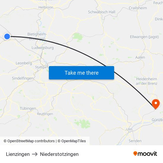 Lienzingen to Niederstotzingen map