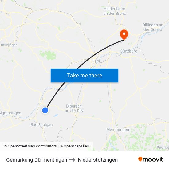 Gemarkung Dürmentingen to Niederstotzingen map