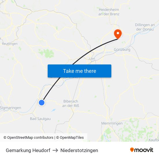 Gemarkung Heudorf to Niederstotzingen map