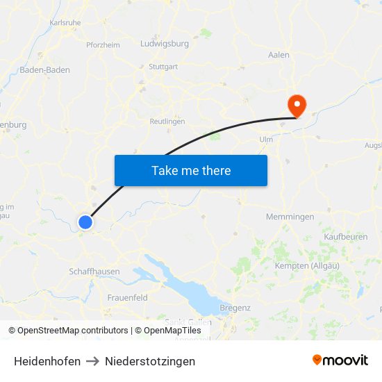 Heidenhofen to Niederstotzingen map