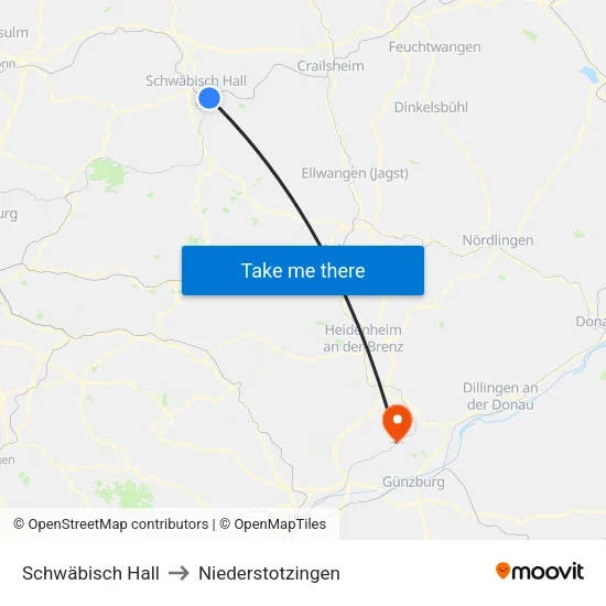 Schwäbisch Hall to Niederstotzingen map