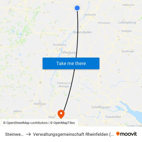 Steinweiler to Verwaltungsgemeinschaft Rheinfelden (Baden) map