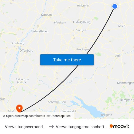 Verwaltungsverband Ilshofen-Vellberg to Verwaltungsgemeinschaft Rheinfelden (Baden) map