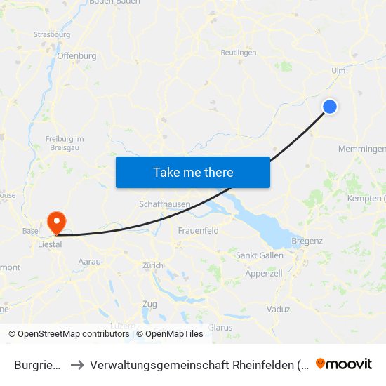 Burgrieden to Verwaltungsgemeinschaft Rheinfelden (Baden) map