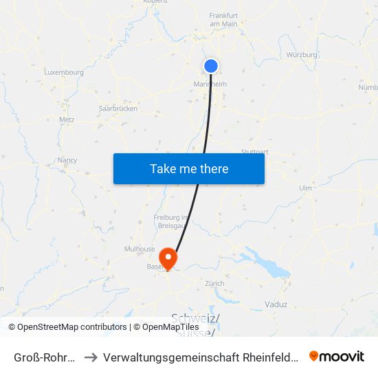 Groß-Rohrheim to Verwaltungsgemeinschaft Rheinfelden (Baden) map